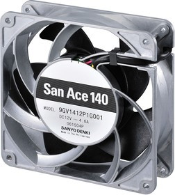 9GV1448P1G001, 9GV Series Axial Fan, 48 V dc, DC Operation, 55.2W, 1.15A Max, 140 x 140 x 38mm 9GV1448P1G001, 9GV Series Axial Fan, 48 V dc, DC Operation, 55.2W, 1.15A Max, 140 x 140 x 38mm