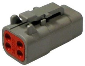 DTM06-4S, Корпус разъема, IP68, DTM Series, Штекер, 4 вывод(-ов), 4.2 мм, Гнездовыми контактами серии DTM DTM06-4S, Корпус разъема, IP68, DTM Series, Штекер, 4 вывод(-ов), 4.2 мм, Гнездовыми контактами серии DTM