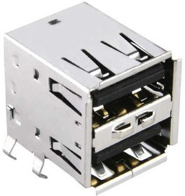 5787617-1, Разъем сдвоенный USB тип A, розетка USB 2.0, 8 выводов (2 порта), Прямой Угол