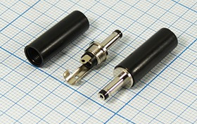 Штекер питания DC 3,0d1,1x 9, 2C, на кабель, бакелит хвост