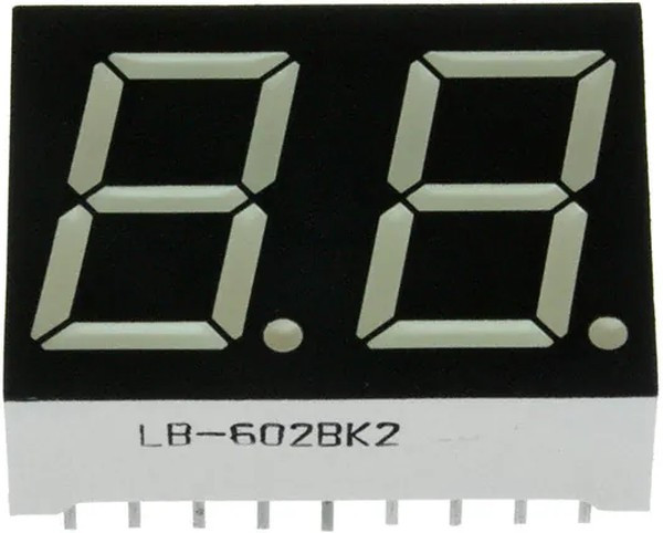 LB-602VK2, LB-602VK2 2 Digit 7-Segment LED Display, CC Red 16 mcd RH DP 14.2mm LB-602VK2, LB-602VK2 2 Digit 7-Segment LED Display, CC Red 16 mcd RH DP 14.2mm