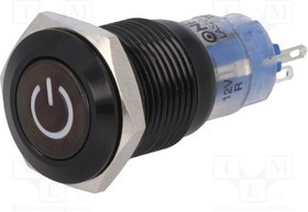 V16-11DT-12R-A, Переключатель: антивандальный, Пол: 2, SPDT, 0,5A/220ВAC, 1A/24ВDC