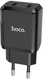 Блок питания (сетевой адаптер) HOCO N7 Speedy 2xUSB, 2.1A с кабелем Type-C (черный)