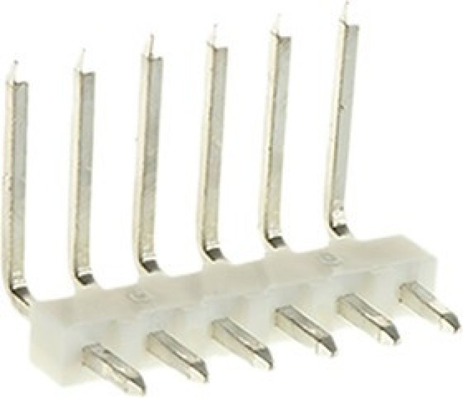 22-05-2061, KK 254 Series Right Angle Through Hole Pin Header, 6 Contact(s), 2.54mm Pitch, 1 Row(s), Unshrouded