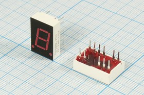 Светодиодный дисплей красный, 7 сегментов, 1 разряд, высота 10 мм, 1100 мкд, HP5082-7751; №5232 R СД