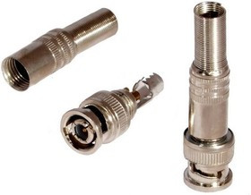 BNC-PP, Разъем высокочастотный, штекер BNC, под пайку на кабель RG6, RG59, пружина