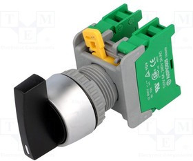 LRS22-2-O-BK, Переключатель: поворотный, Фикс.пол: 1, NO x2, 3A/230ВAC, 22мм