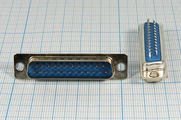 Разъем D-SUB вилка, контакты 25P, на кабель, DB-25M Разъем D-SUB вилка, контакты 25P, на кабель, DB-25M