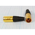 Разъем микрофонный XLR вилка, контакты 3P, монтаж на кабель, MC947G-3P