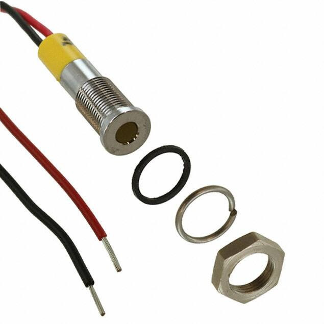Q6F3CXXY24E, LED Panel Mount Indicators Yellow LED 24VDC 6mm Wire IP67