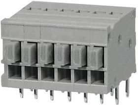 TBL009-254-06GY-2GY, Fixed Terminal Blocks Terminal block, screwless, 2.54, Horizontal, 6, Gray w Gray Button