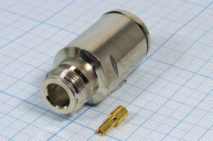 Гнездо N, под кабель RG10d-FB, прижимное, позолоченный центральный контакт; №1817 гн N\RG10d-FB\\ Гнездо N, под кабель RG10d-FB, прижимное, позолоченный центральный контакт; №1817 гн N\RG10d-FB\\