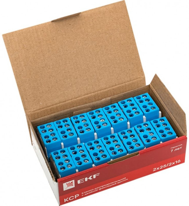 Клемма распределительная КСР с двойным винтом 2x25/2x16 синяя PROxima ksr-2.25-2.16-blue