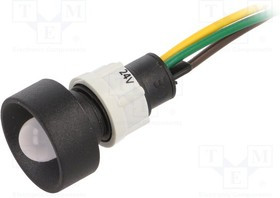 LGY-D10-24AC/DCWK, Индикат.лампа: LED, вогнутый, 24ВDC, 24ВAC, Отв: d13мм, IP40