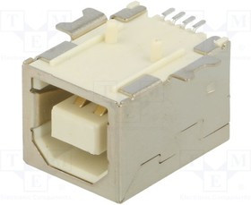KEYS933, Гнездо, USB B, на PCB, SMT, PIN: 4, горизонтальный, USB 2.0, 1А, 30В