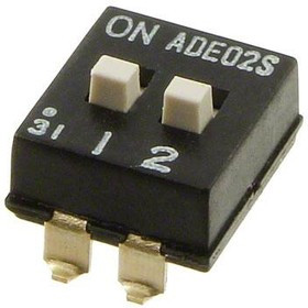 1825058-1, Switch DIP OFF ON SPST 2 Raised Slide 0.1A 24VDC Gull Wing 2.54mm SMD Tube