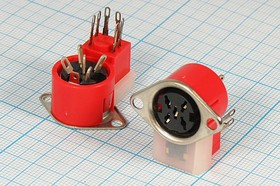 Гнездо DIN, 5HP[90], на панель, фланец 2отверстия, ON-OFF, DNB-5FB2; №1658 гн DIN\ 5HP[90]\пан\флан 2отв\ON-OFF\DNB-5FB2\