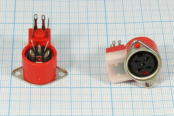 Гнездо DIN, 5HP[90], на панель, фланец 2отверстия, ON-OFF, DNB-5FB2; №1658 гн DIN\ 5HP[90]\пан\флан 2отв\ON-OFF\DNB-5FB2\