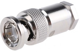 J01000A0606, Plug Cable Mount BNC Connector, 50, Clamp Termination, Straight Body