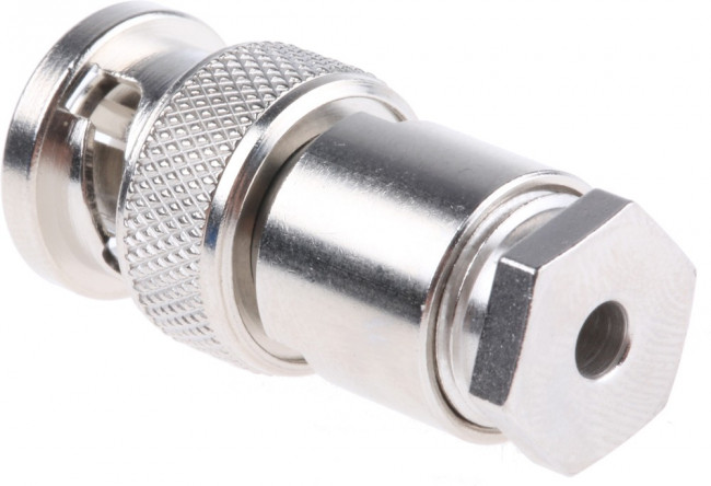 J01000A0606, Plug Cable Mount BNC Connector, 50, Clamp Termination, Straight Body