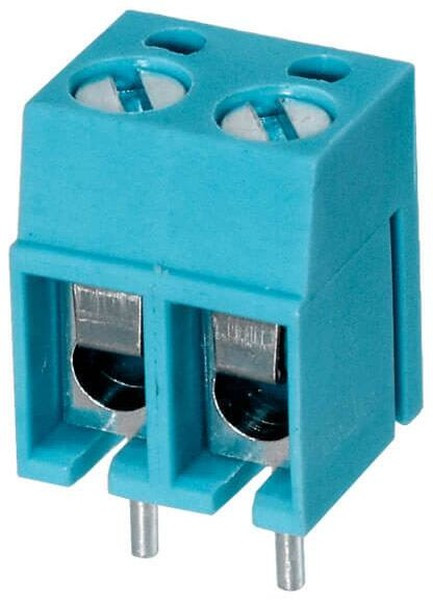TB001-500-02BE, Fixed Terminal Blocks Terminal block, screw type, 5.00, horizontal, 2 poles, CUI Blue, slotted screw, PCB mount