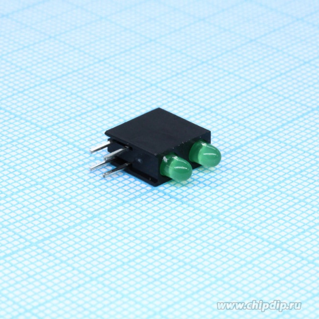 L-934EB/2GD, LED; in housing; green; 3mm; No.of diodes: 2; 20mA; 60°; 2.2?2.5V