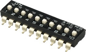 IKD1003101, 10 Way Surface Mount DIP Switch SPST, Raised Actuator Slide Actuator