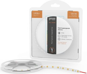 Лента Basic 12V 4,8W/m 312lm/m 3000K IP20 LED 5m BT005