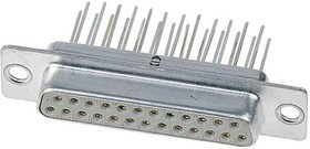 D-Sub socket, 37 pole, standard, equipped, straight, solder pin, 09670374755