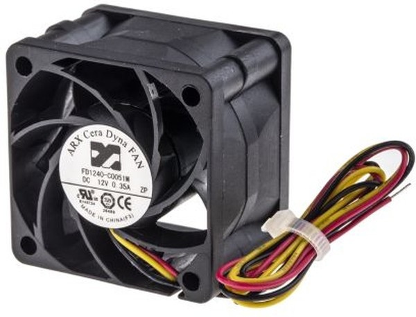 FD1240-C0051M2AL, CeraDyna Series Axial Fan, 12 V dc, DC Operation, 28.3m³/h, 3.72W, 310mA Max, 40 x 40 x 28mm FD1240-C0051M2AL, CeraDyna Series Axial Fan, 12 V dc, DC Operation, 28.3m³/h, 3.72W, 310mA Max, 40 x 40 x 28mm