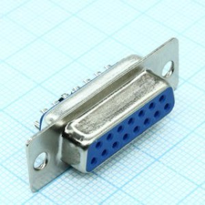KLS1-213-15-F-B, (DB-15F), гнездо 15 pin на кабель (пайка)