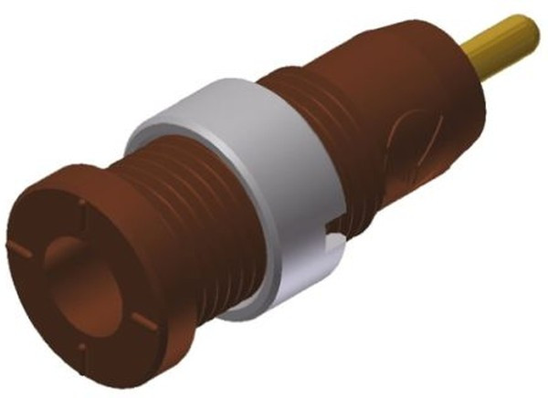 975459705, Brown Female Banana Socket, 2mm Connector, Solder Termination, 10A, 1000V ac/dc, Gold 975459705, Brown Female Banana Socket, 2mm Connector, Solder Termination, 10A, 1000V ac/dc, Gold