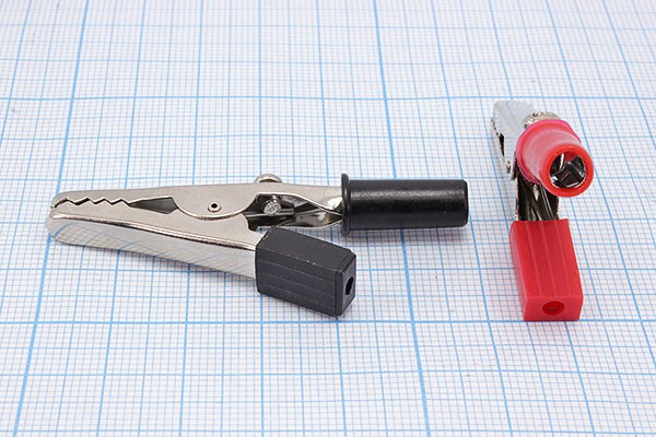 Зажим "крокодил" L, длинна 54мм, 42x25x5мм, отверстие d4,0мм, винт, черный; Q-2473 зажим "крокодил" L 54/42x25x5\\отв d4,0/винт\чер\