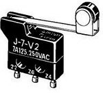 J-7-V2, Switch Snap Action N.O./N.C. SPDT Hinge Roller Lever 7A 250VAC 0.33N Screw Mount Turret