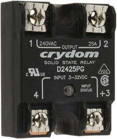 D2425PG, Solid State Relay 12mA 32V DC-IN 25A 280V AC-OUT 4-Pin D2425PG, Solid State Relay 12mA 32V DC-IN 25A 280V AC-OUT 4-Pin