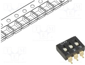 A6S-3101-PH, Switch: DIP-SWITCH; Poles number: 3; ON-OFF; 0.025A/24VDC; Pos: 2