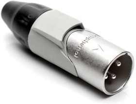 AX3M8M, XLR Connectors 3 pole Pin Male Plug AX XLR AudioCable Conn SatinNickel w/ Grey Marking Sleeve