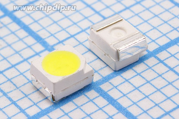 Светодиод SMD 1411=3.5x2.8мм, белый холодный 6500~7050K, Uпр=3.2В, 8лм ,120град; №15573W СД SMD03528C2\белх\ 8лм\120\жел\ST- 3528WW80-083R\