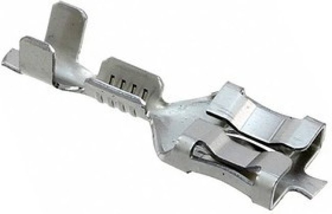 2178438-1, FASTON .250 Uninsulated Female Spade Connector, Receptacle, 3 (Section E-E) mm, 4.6 (Section B-B) mm