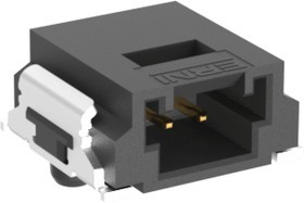 474108 / 474108-E, MiniBridge Series Right Angle Surface Mount PCB Header, 2 Contact(s), 1.27mm Pitch, 1 Row(s)