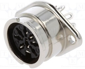 0107 08-1, Разъем DIN Аудио / Видео, 8 контакт(-ов), Гнездо, Монтаж в Панель, Пайка