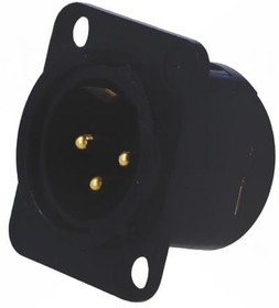 NC3MD-L-B-1, XLR Connectors 3C MALE BLACK METAL SIL CONTACTS