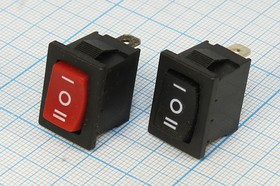 Клавишный переключатель чёрного цвета на три положения 220В/3А, c фиксацией и без; №497 B Пкл\\ 3\ON-OFF-(ON)\\чер\ чер\\3T\MRS113A-2C6\