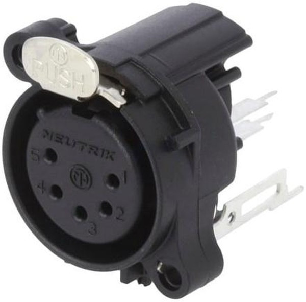 NC5FAV, Гнездо, XLR, "мама", PIN: 5, пайка, черный, 3А