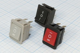 Клавишный 2-х полюсный переключатель серого цвета на три положения, 220В/16А; №1260 g Пкл\\15\2xON-OFF-ON\ \сер\сер\\6T\SC787\