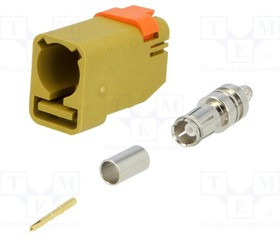 MX-73403-6269, Вилка, FAKRA II SMB, "мама", прямой, RG174, RG316, обжим, желтый