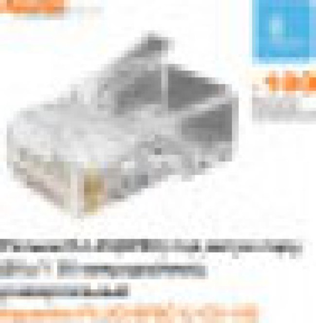 Коннектор Hyperline, RJ45(8p8c), кат. 6, неэкр., для одножильного и многожильного кабеля, 100 шт, цвет: прозрачный Коннектор Hyperline, RJ45(8p8c), кат. 6, неэкр., для одножильного и многожильного кабеля, 100 шт, цвет: прозрачный