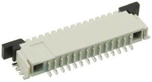1-84953-4, FPC 1mm Pitch 14 Way Right Angle Female FPC Connector, ZIF Top Contact