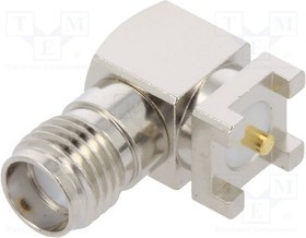 CONSMA002-SMD, Гнездо, SMA, "мама", горизонтальный, 50Ом, SMT, на PCB, тефлон