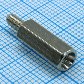 H-L1400-2000-5-03-1N1W, (PCHSN-14), Стойка латунная для печатной платы, шестигранная, М3, 14мм, отверстие- винт